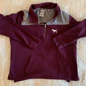 Burgundy and gray pull over